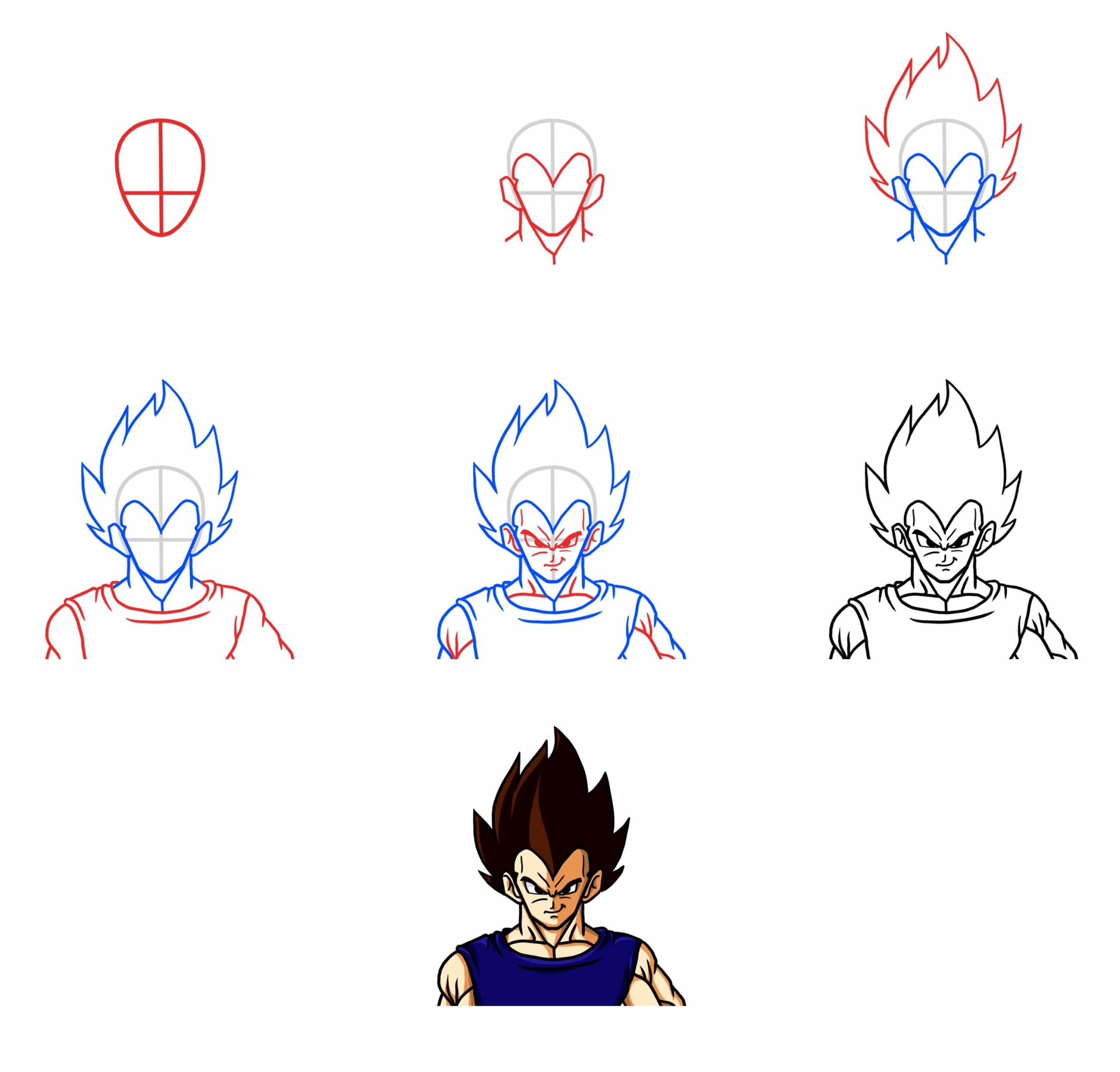 How to draw Vegeta idea (3)