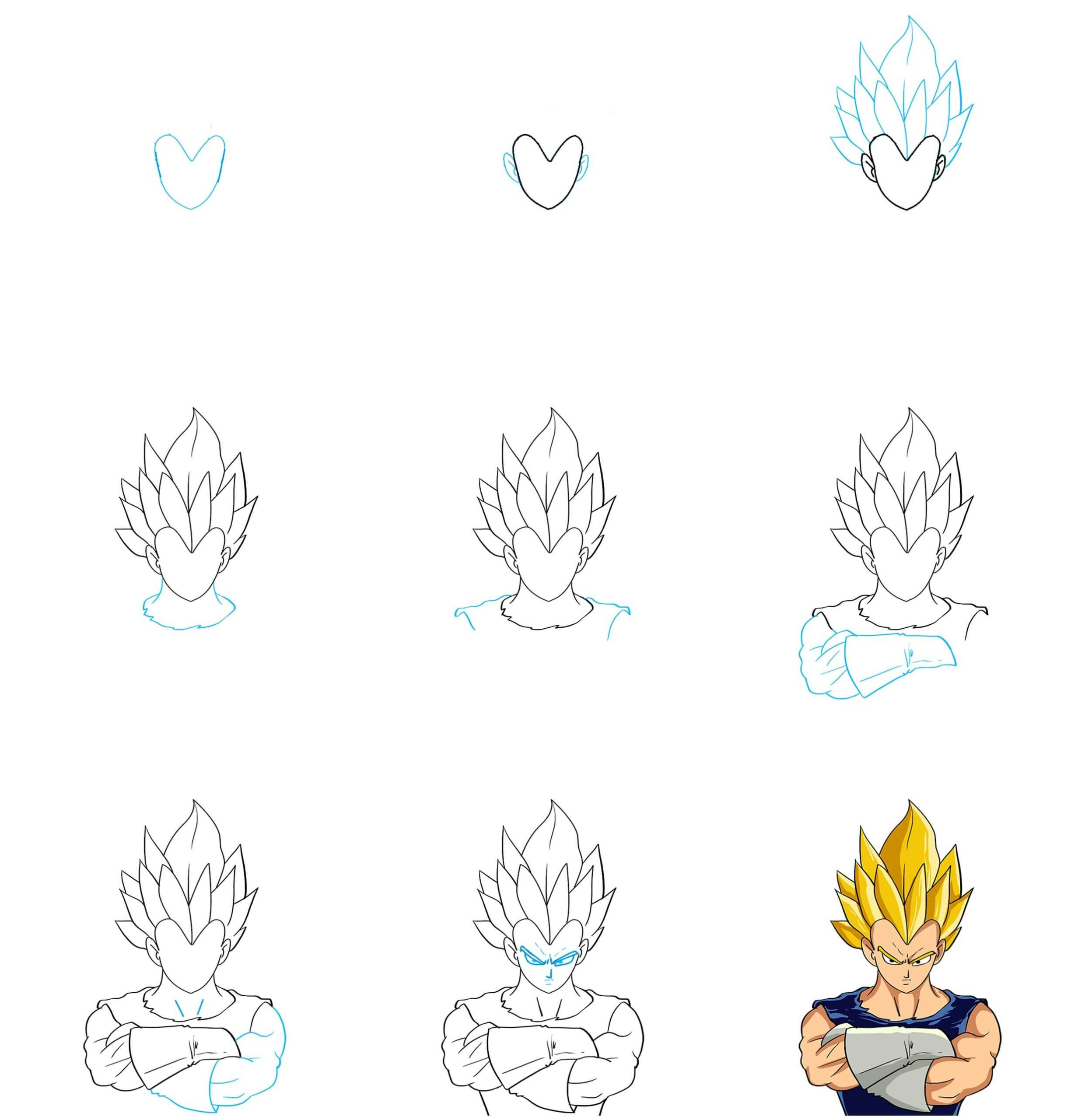 How to draw Vegeta idea (5)