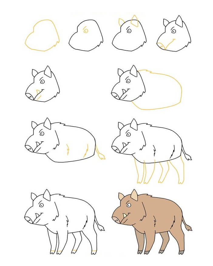 Wild boar (9) Drawing Ideas