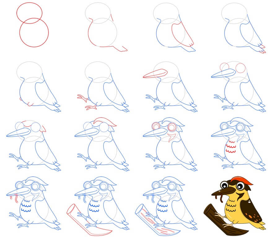 How to draw Woodpecker idea (13)