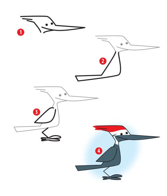 How to draw Woodpecker idea (7)