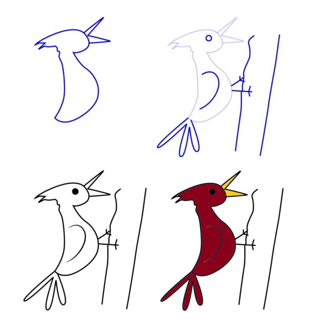 Woodpecker idea (9) Drawing Ideas