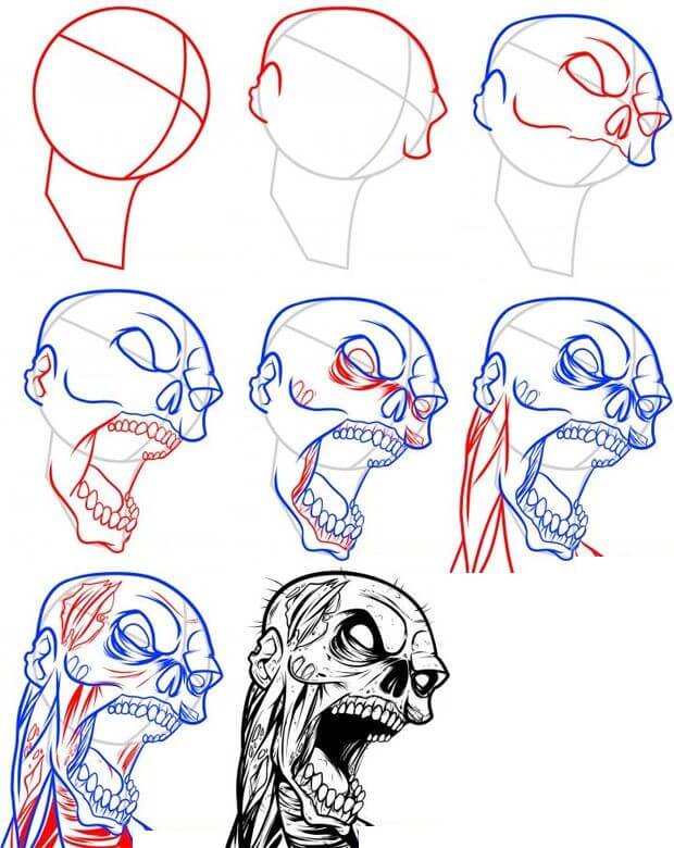 Zombie head (1) Drawing Ideas