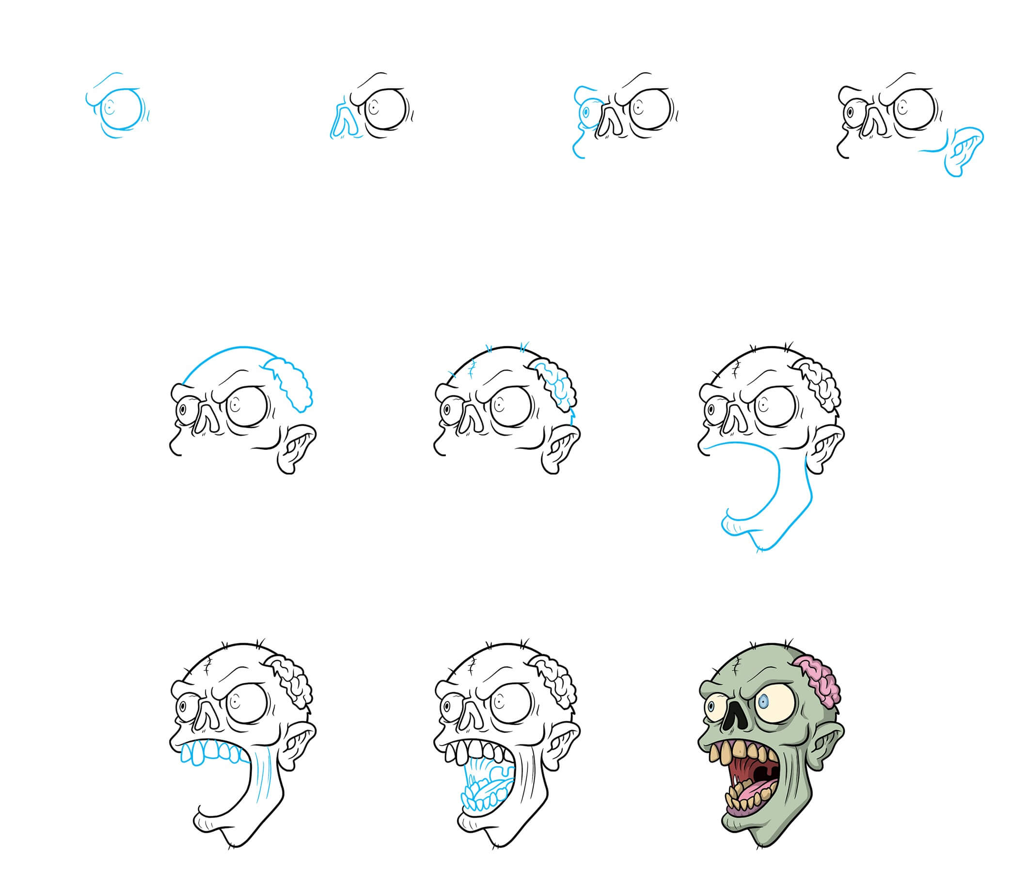 Zombie head (3) Drawing Ideas