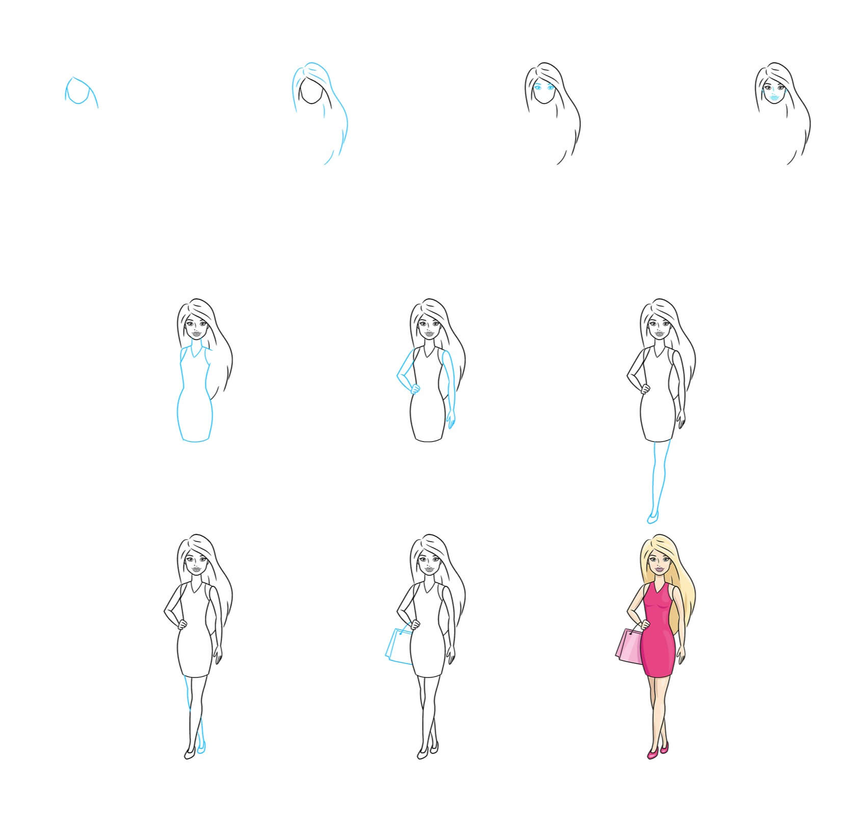 How to draw Barbie dolls (1)