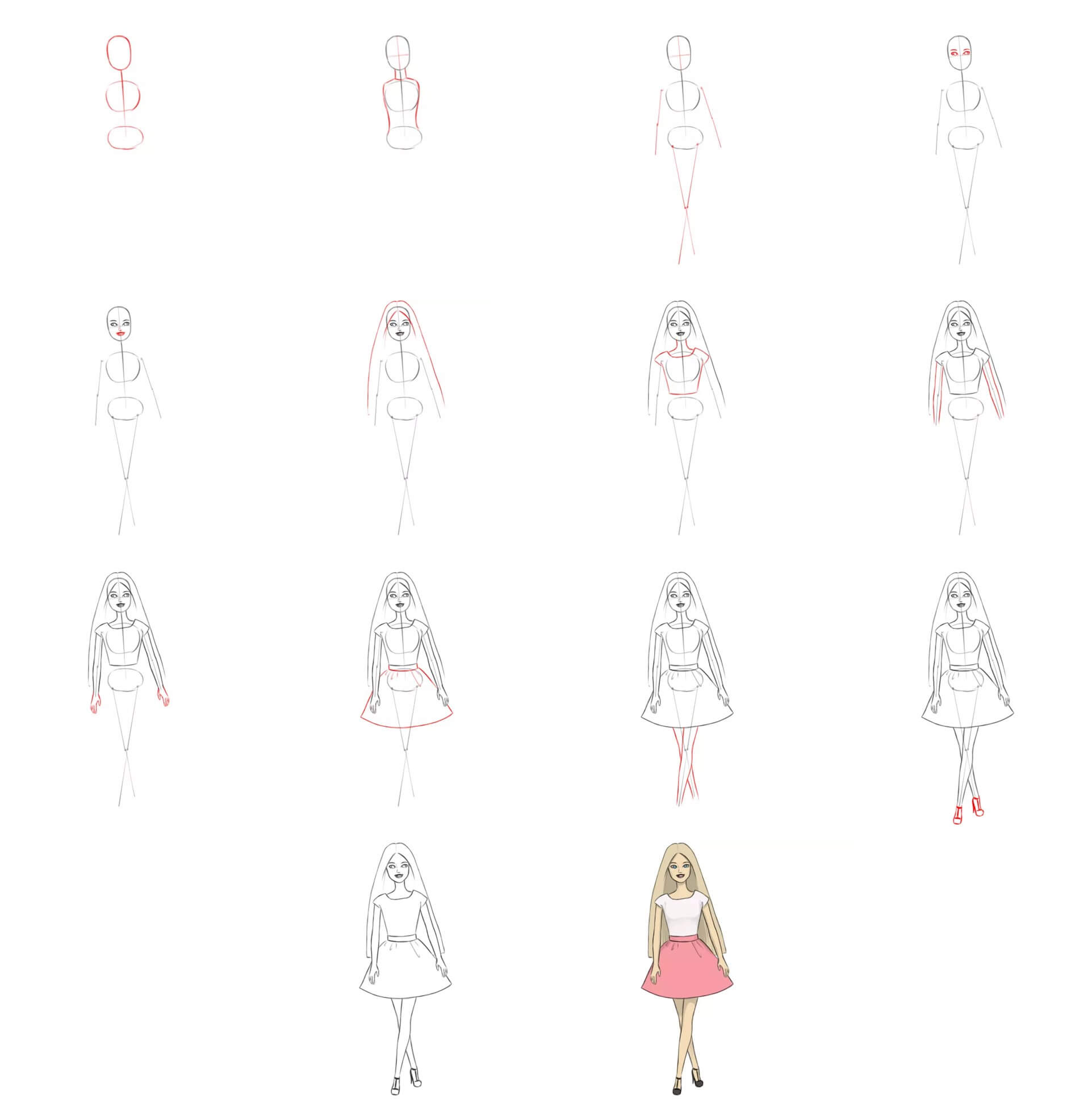 How to draw Barbie dolls (2)