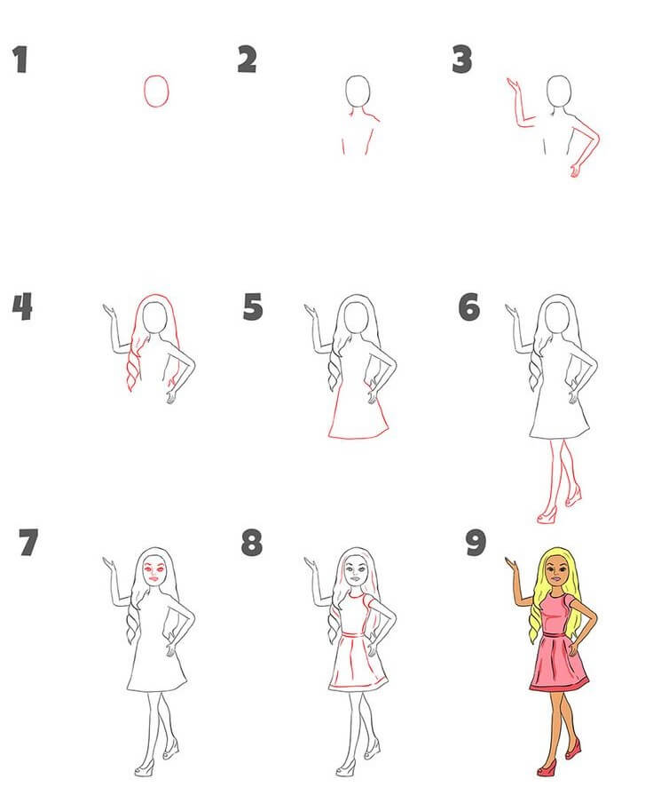 How to draw Barbie dolls (3)