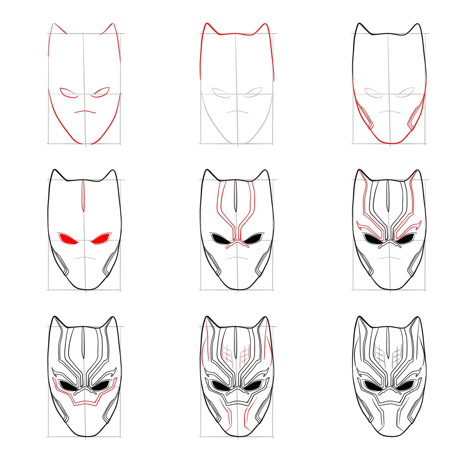 Black Panther face (1) Drawing Ideas