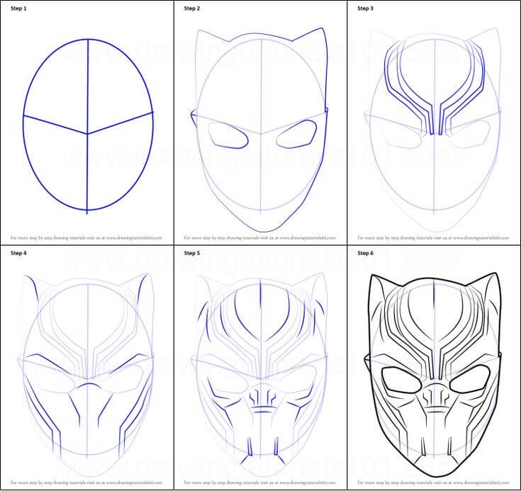 Black Panther face (2) Drawing Ideas