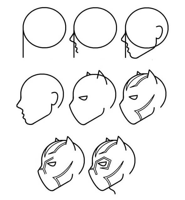 Black Panther head (2) Drawing Ideas