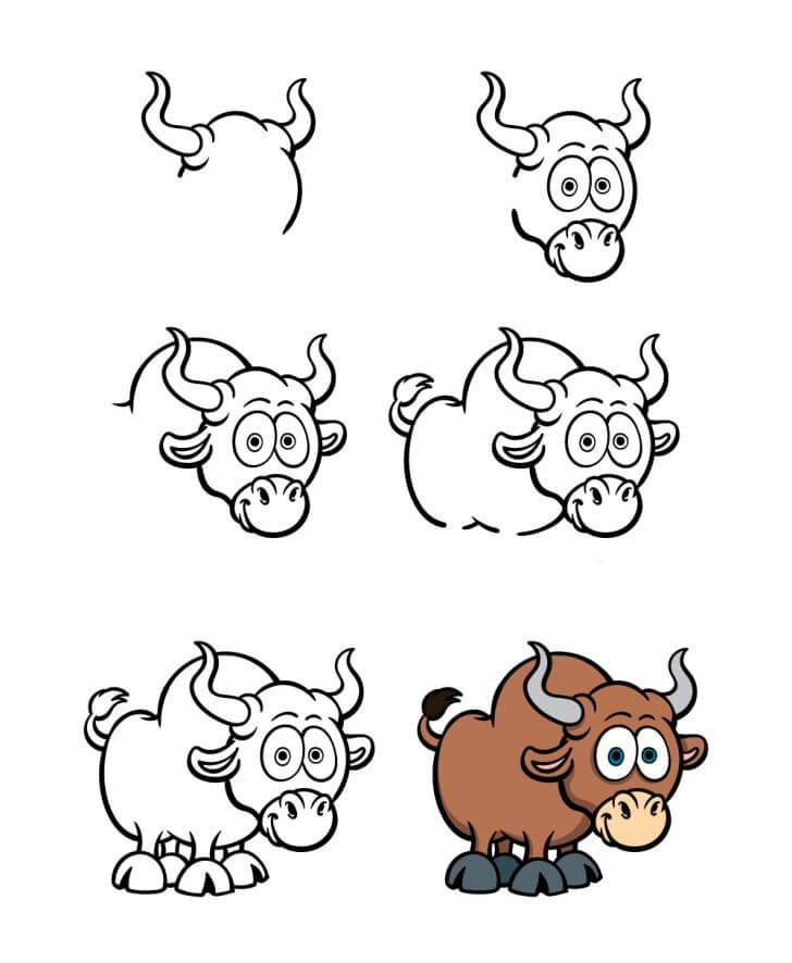 Bull cartoon Drawing Ideas