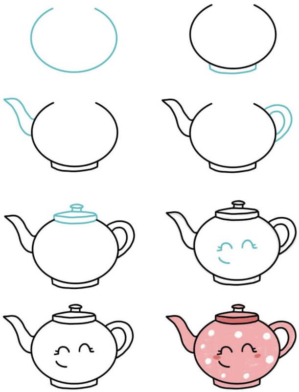 Cartoon Teapot Drawing Ideas