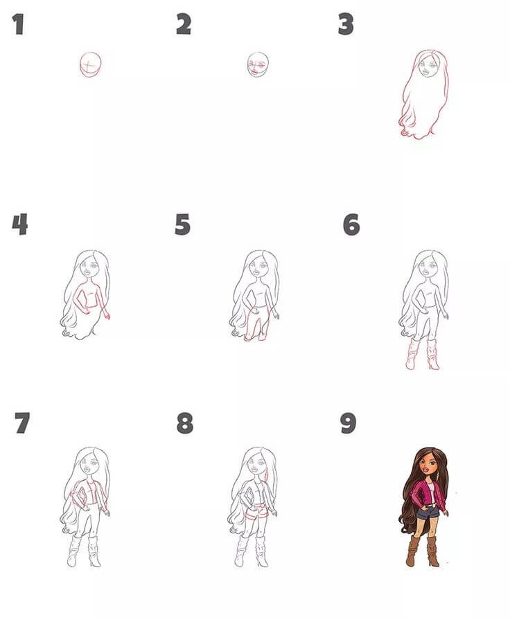 How to draw Dolls Bratz