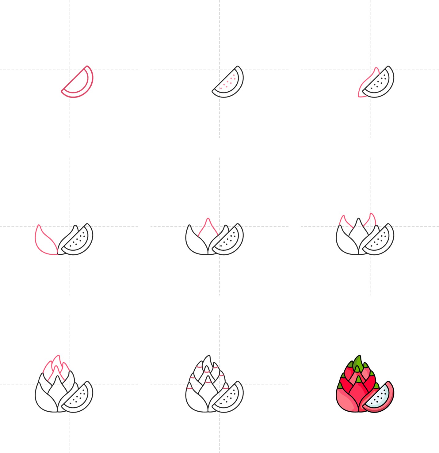 Dragon fruit idea (4) Drawing Ideas