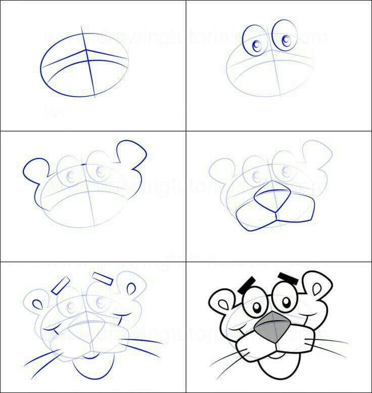 Pink Panther's head (3) Drawing Ideas