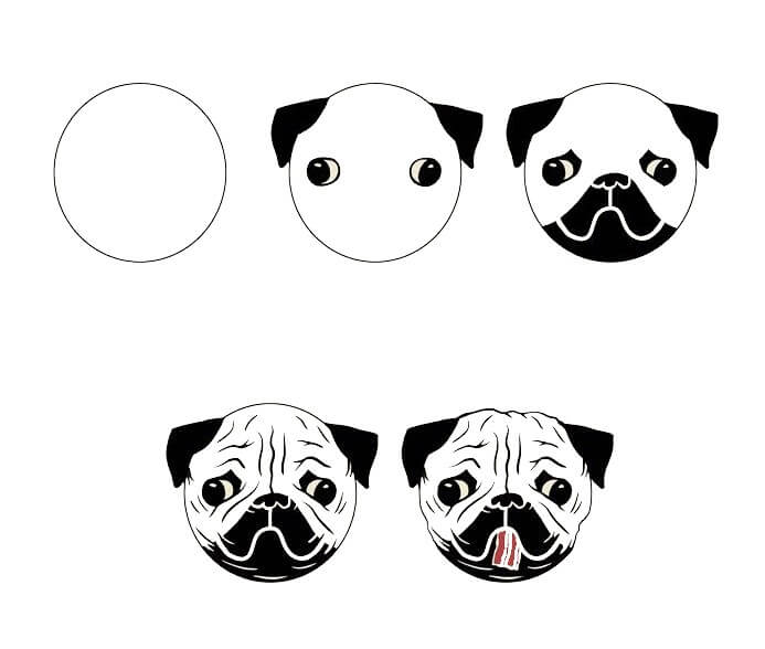 Pug dog face (2) Drawing Ideas