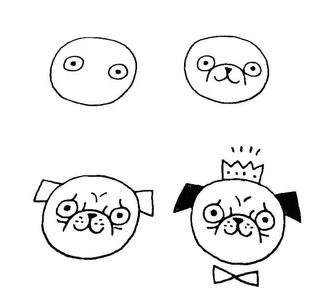 Pug dog face (3) Drawing Ideas