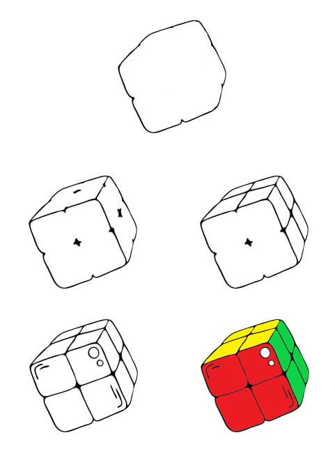 Rubik's Cube 2x2 Drawing Ideas