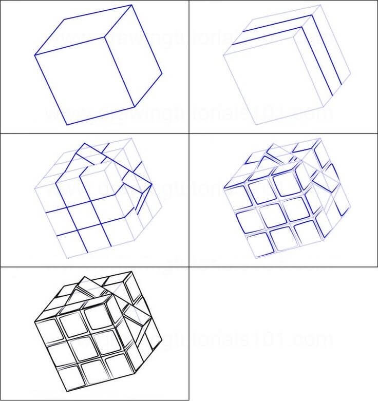 Rubik's Cube simple Drawing Ideas