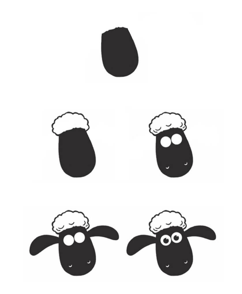 Shaun the sheep face Drawing Ideas