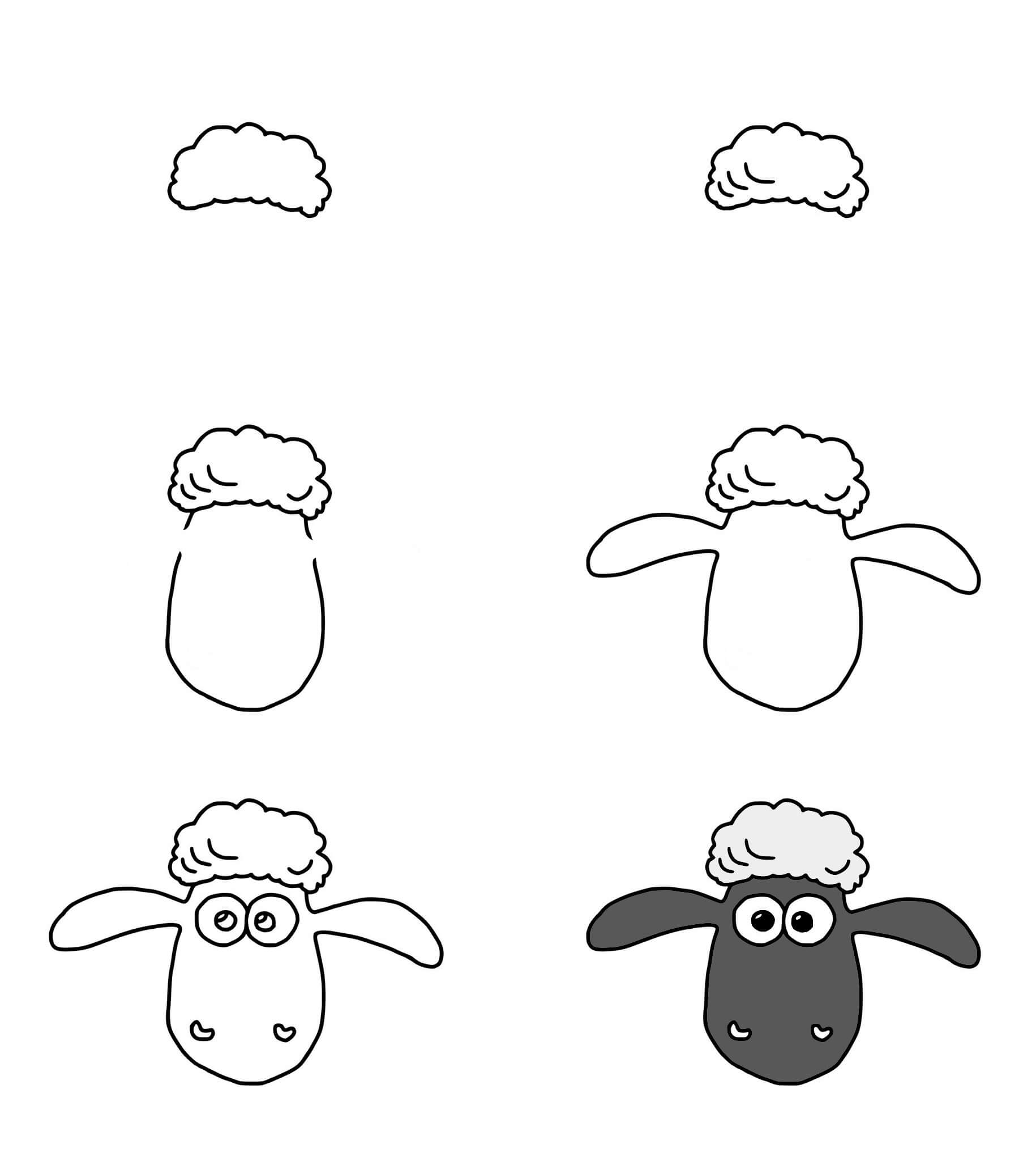 Shaun the sheep head Drawing Ideas