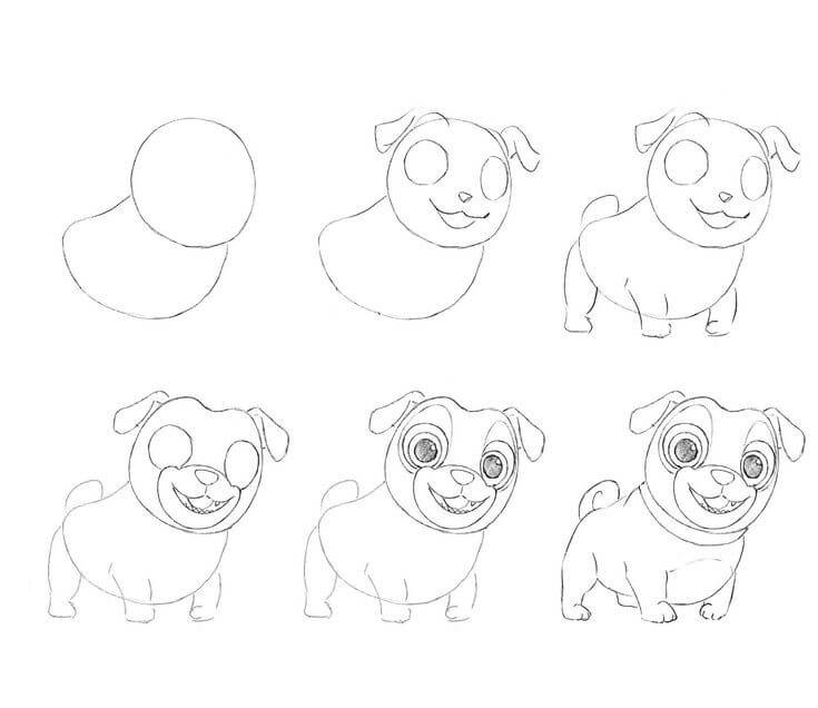 Simple pug dog Drawing Ideas