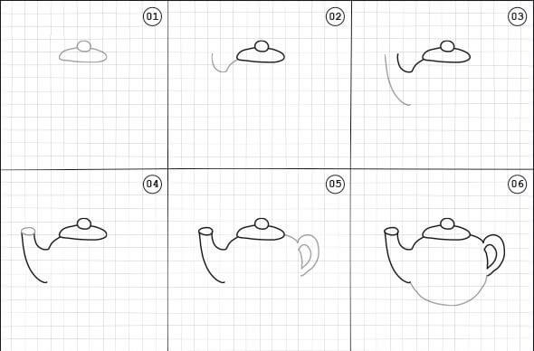 Simple Teapot (1) Drawing Ideas