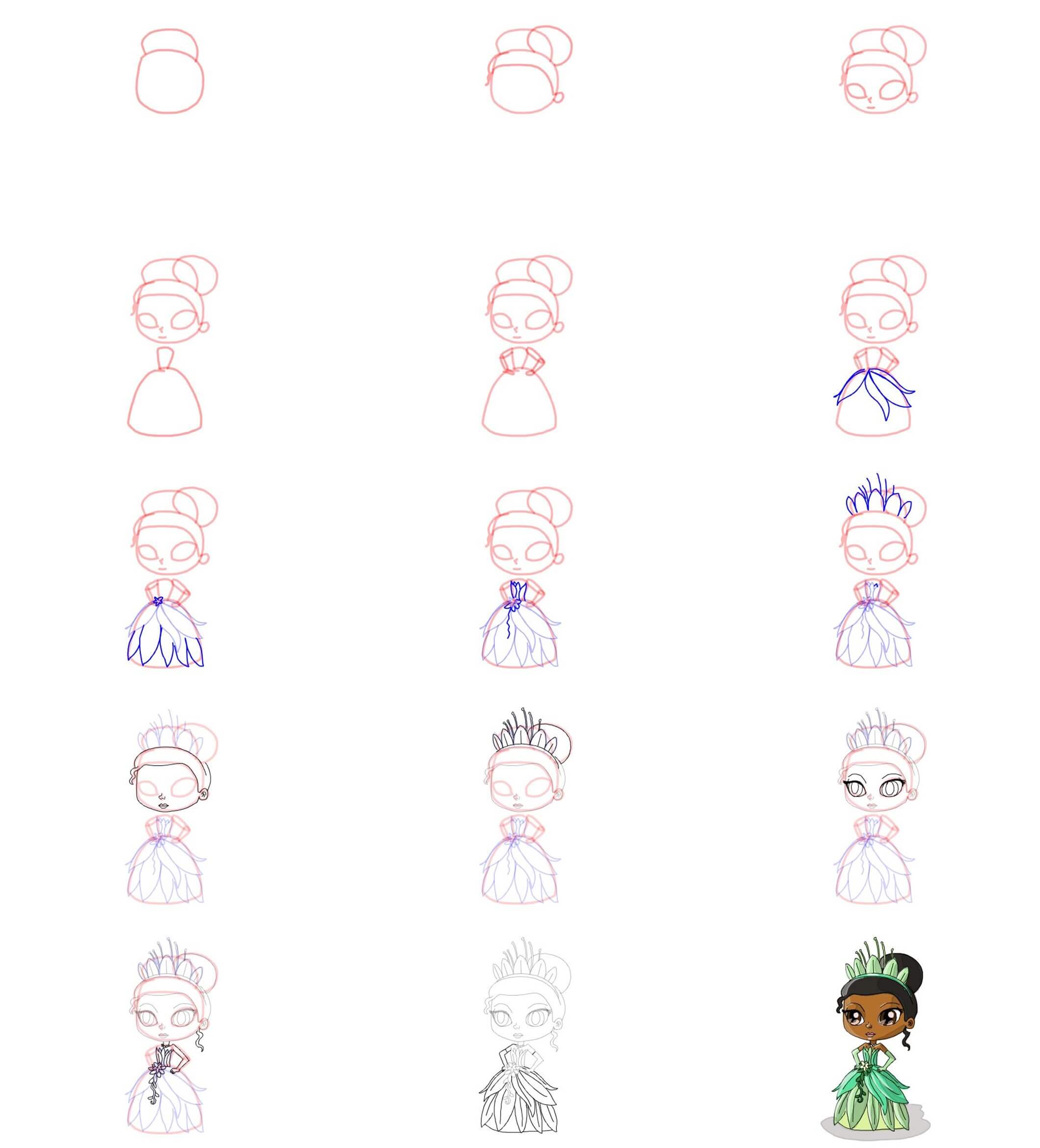 Tiana chibi Drawing Ideas