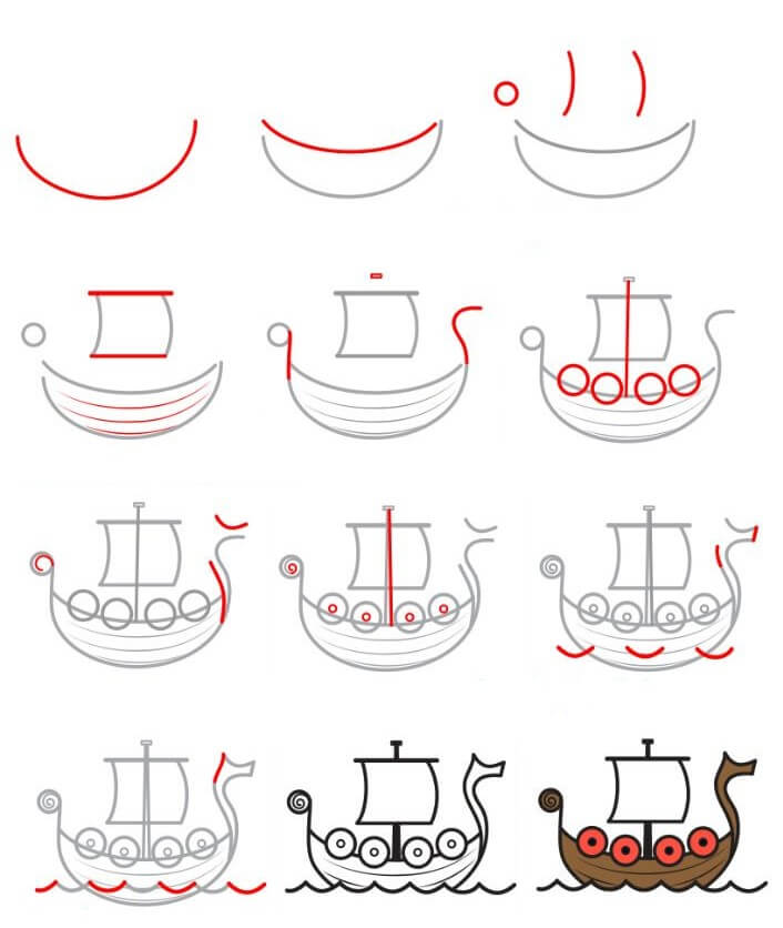 Viking ship (4) Drawing Ideas