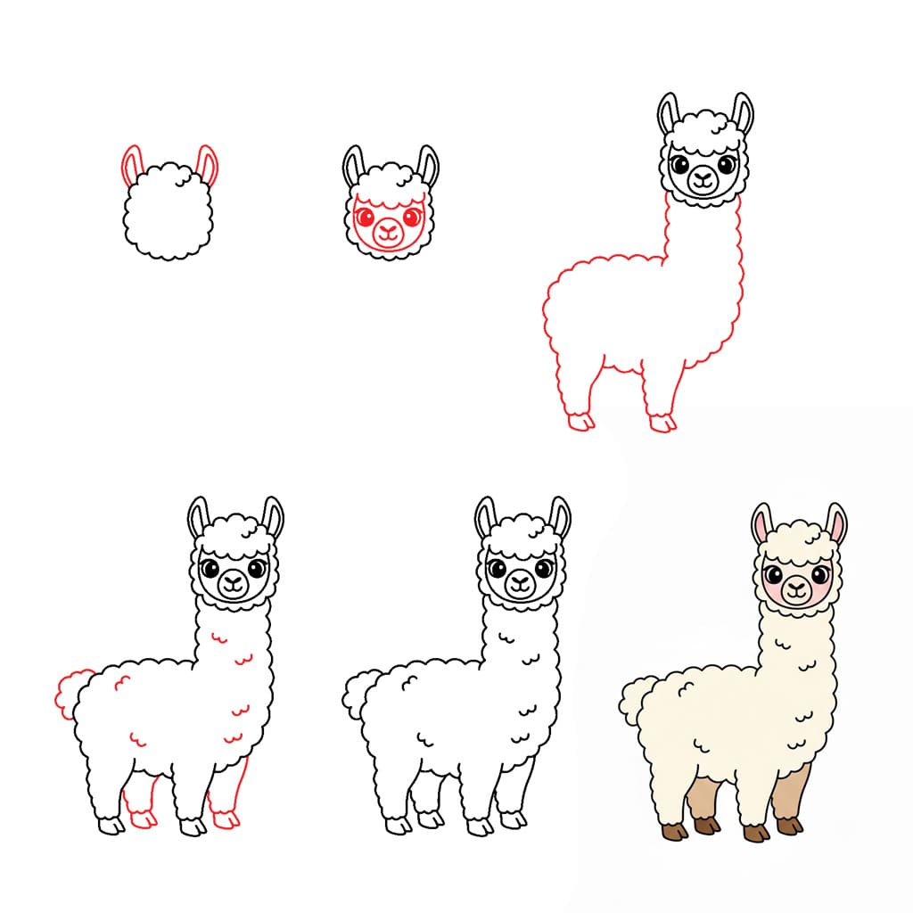 How to draw Alpaca Easy