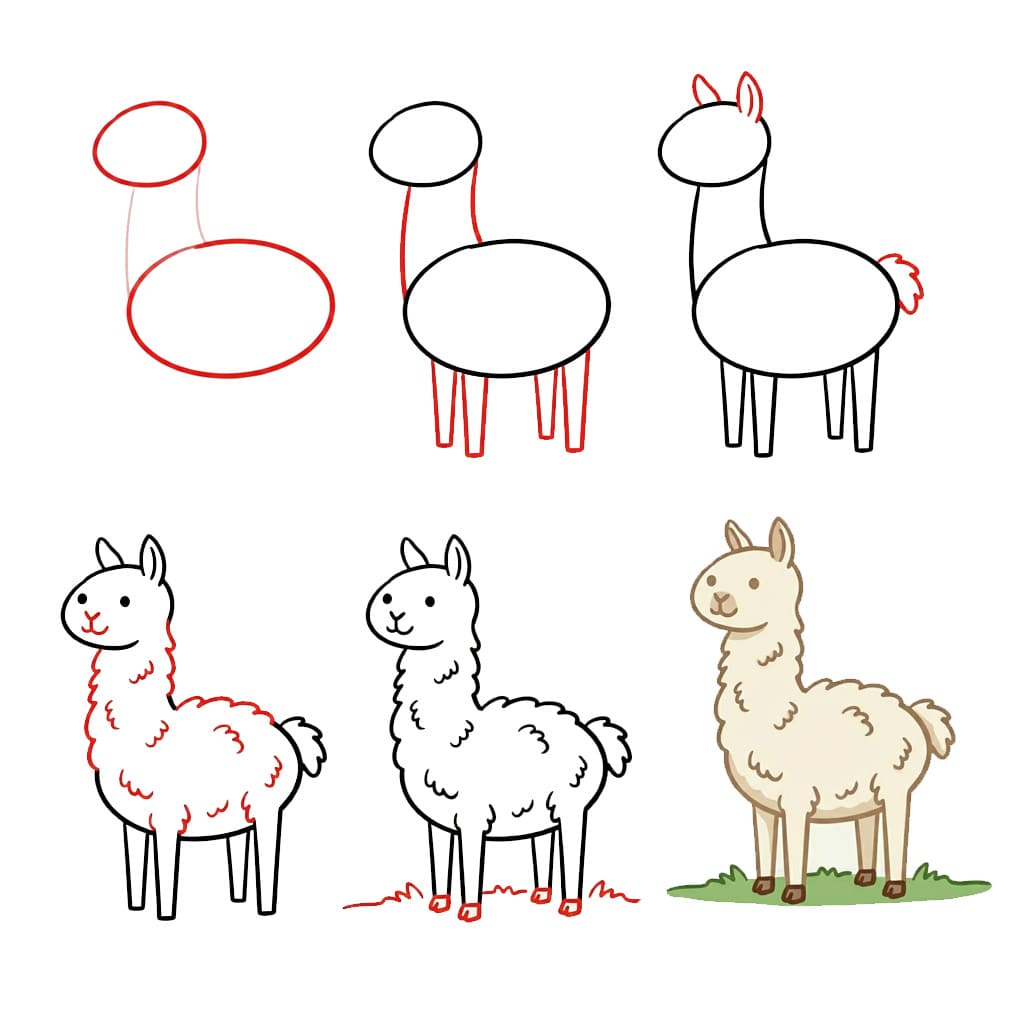 How to draw Cartoon Alpaca