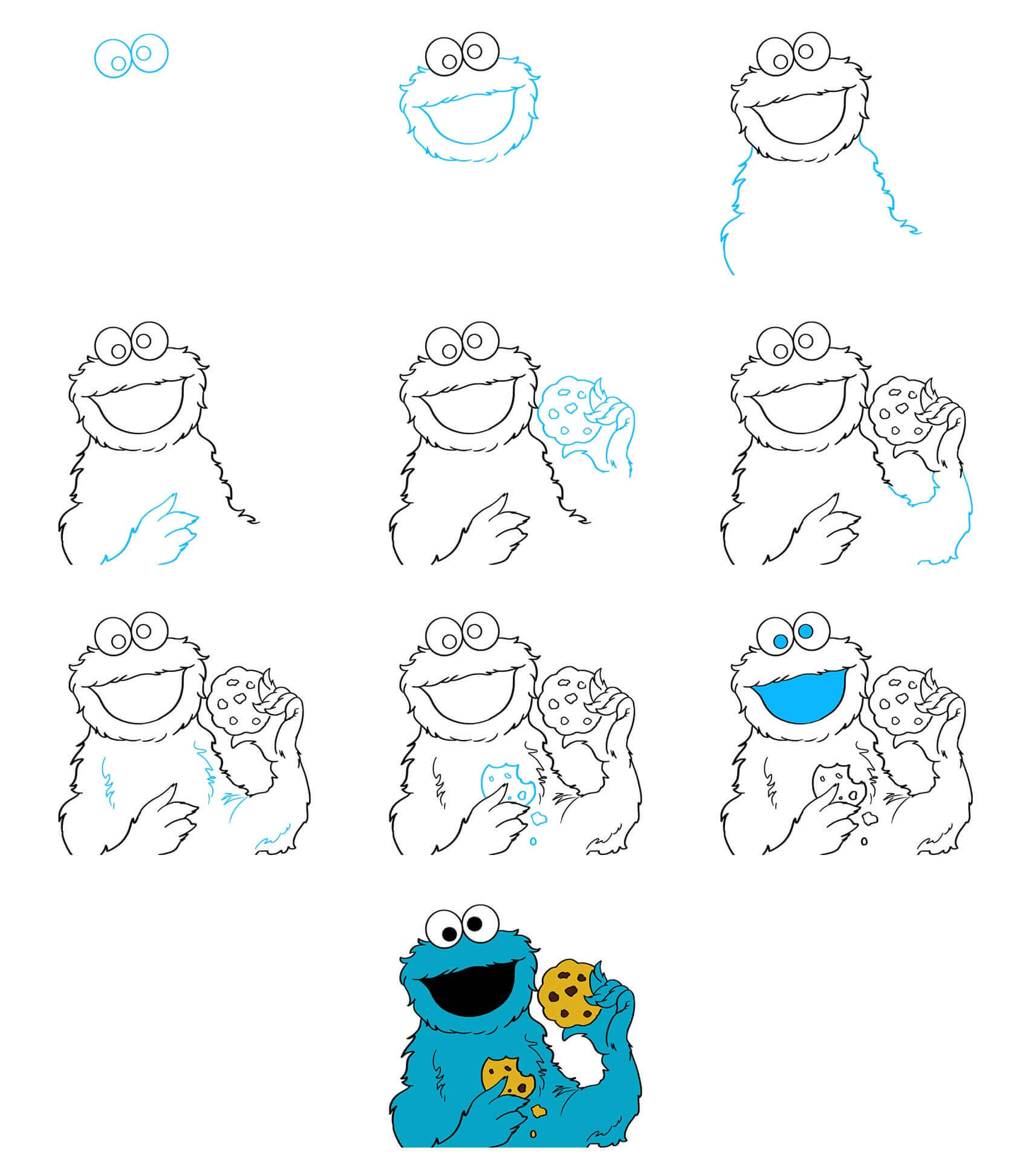 How to draw Cookie Monster idea (6)