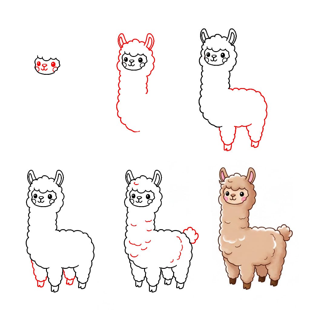 How to draw Draw Alpaca
