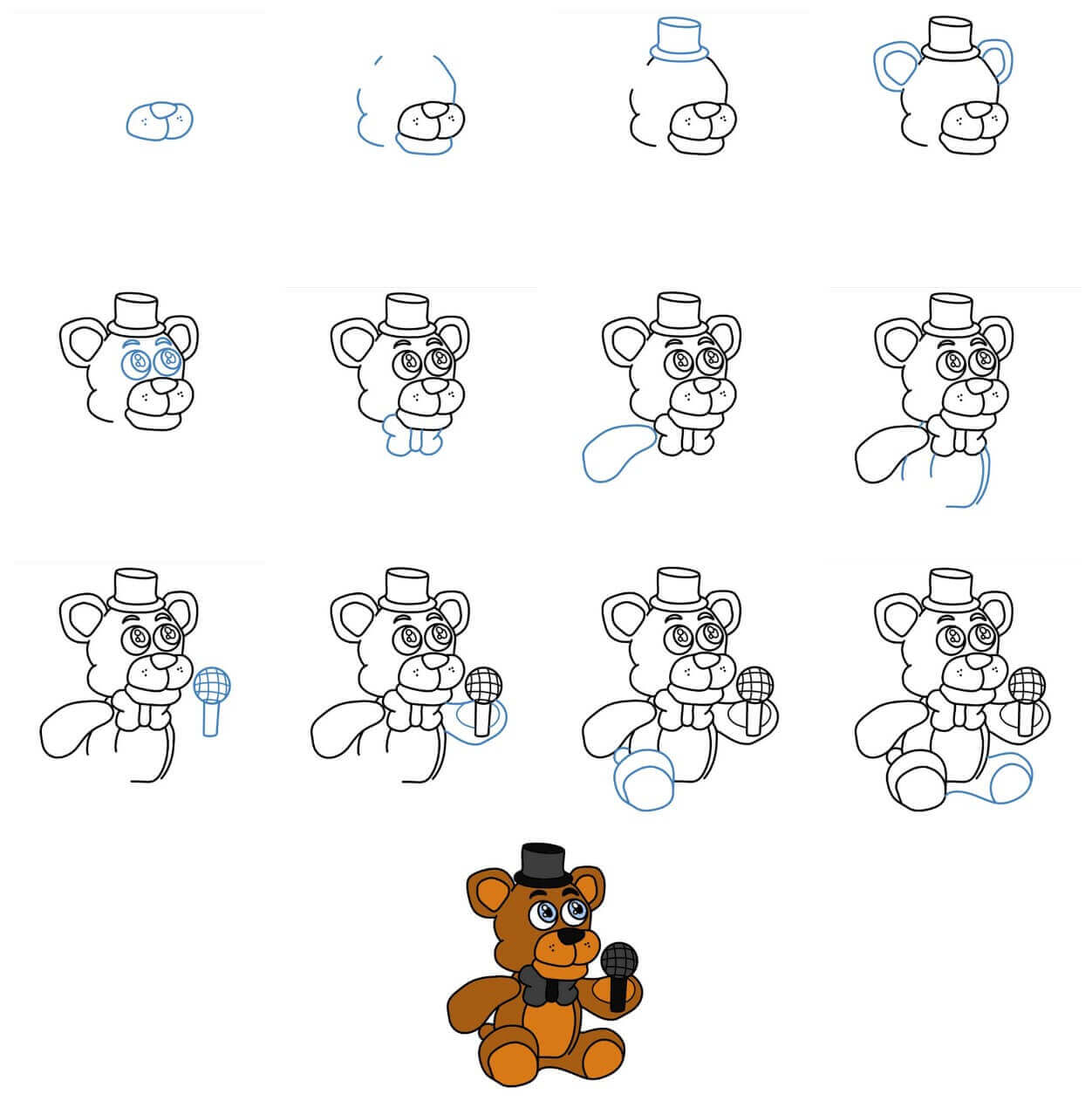 How to draw Freddy Fazbear idea (6)