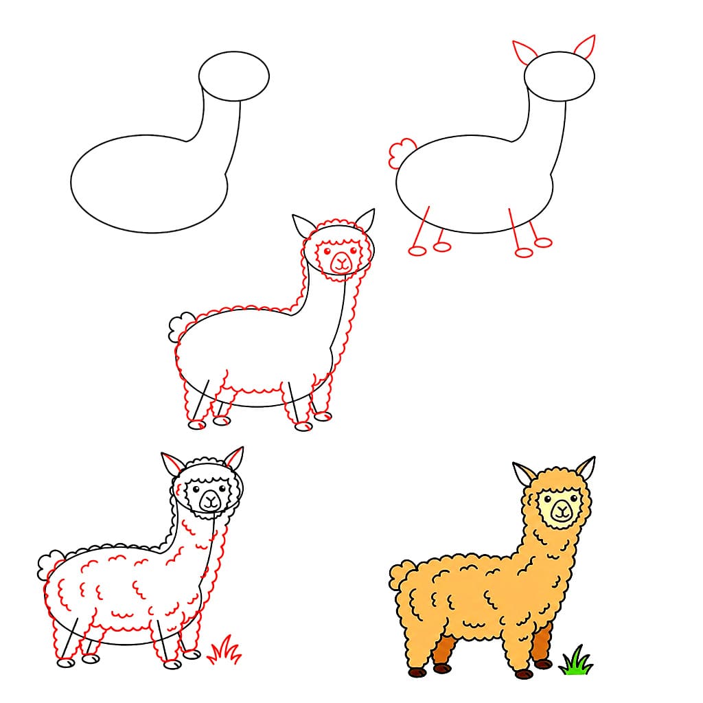 How to draw Little Alpaca