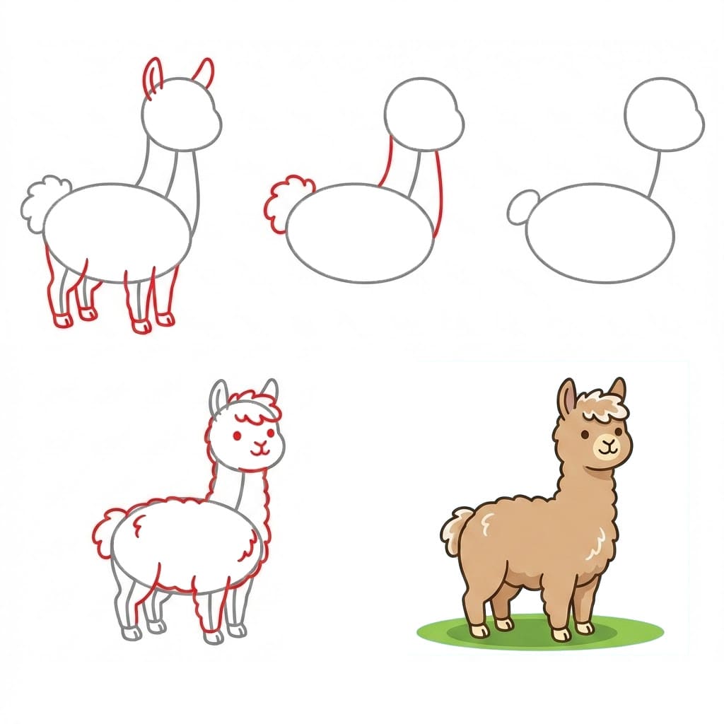 How to draw Print Alpaca