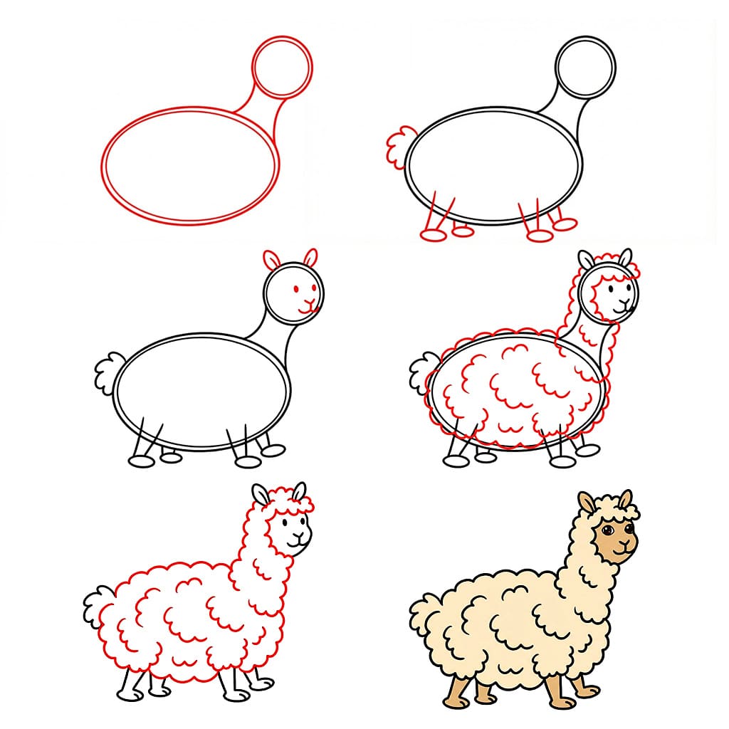 How to draw Simple Alpaca