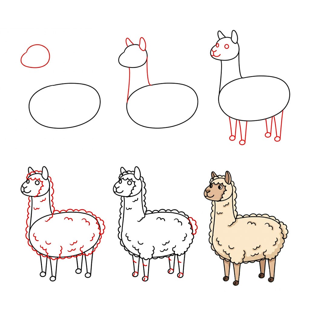 How to draw Smiling Alpaca