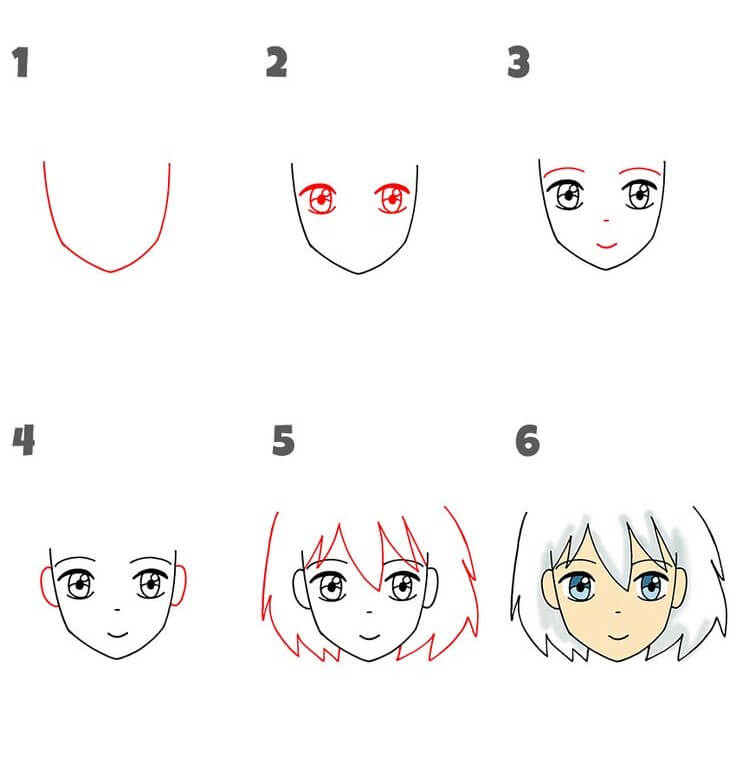 How to draw Anime Face idea (10)