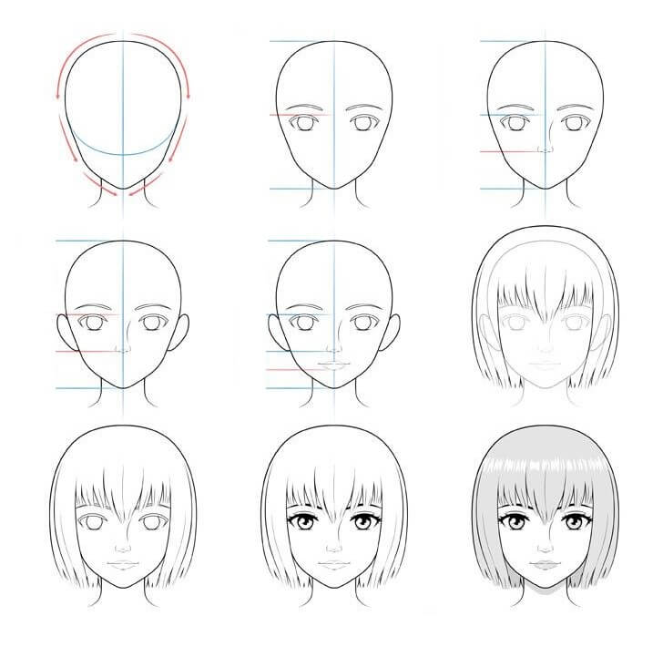 How to draw Anime Face idea (14)