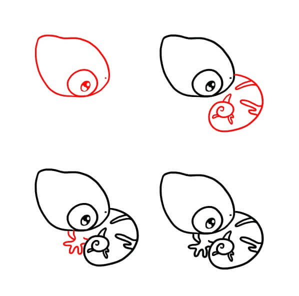 How to draw Baby Chameleon