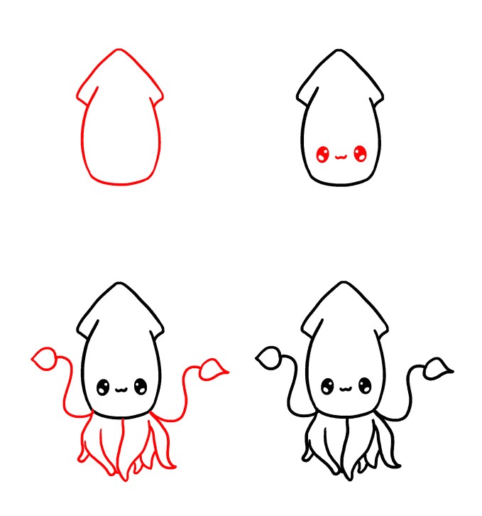 Baby Squid Drawing Ideas