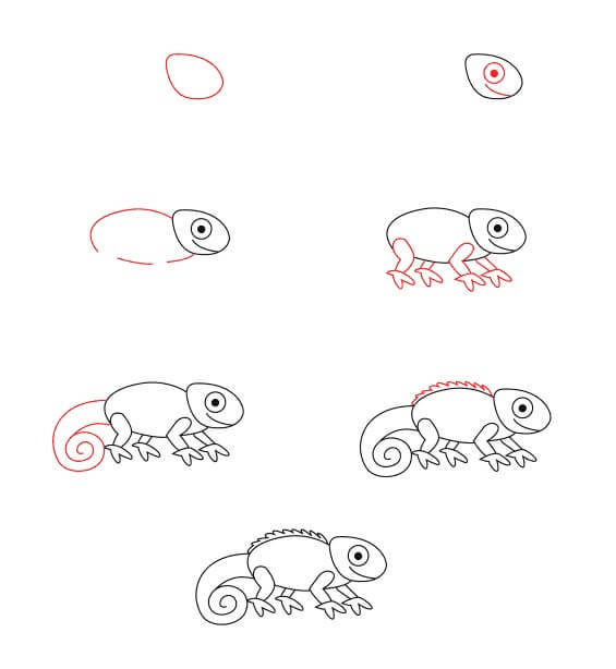 Chameleon for Kids Drawing Ideas