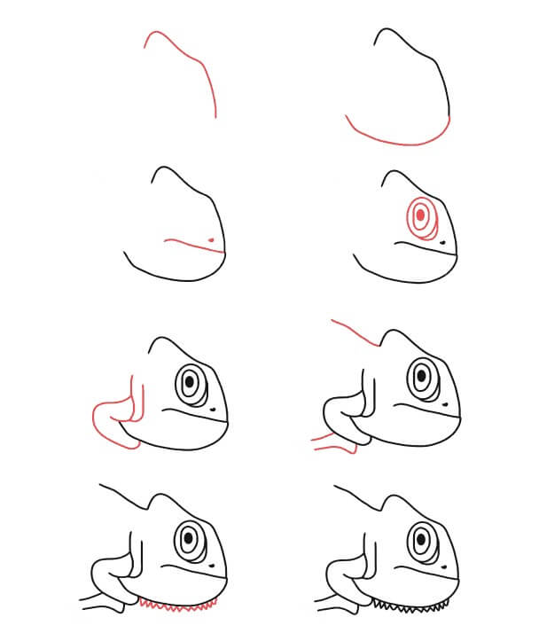 How to draw Chameleon Head