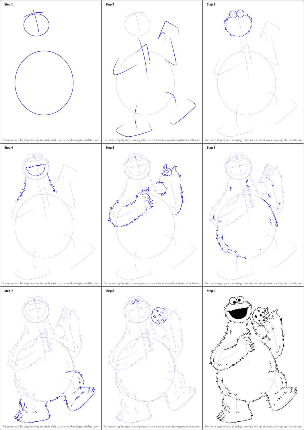 Cookie Monster simple Drawing Ideas