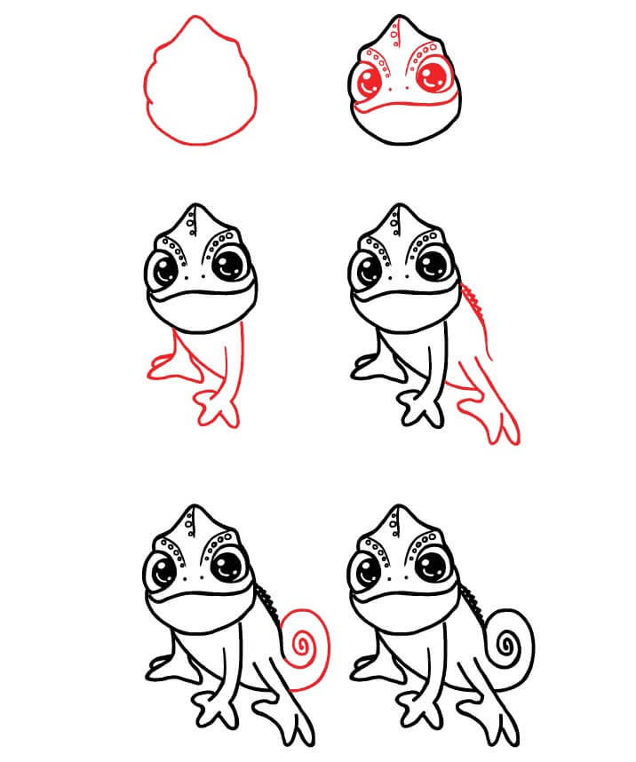 Cute Chameleon Drawing Ideas