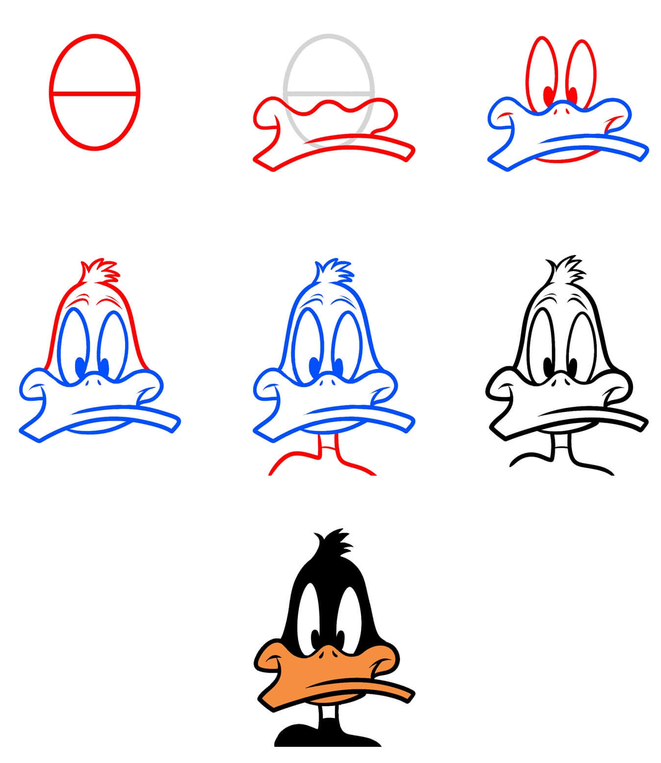 Daffy Duck face Drawing Ideas