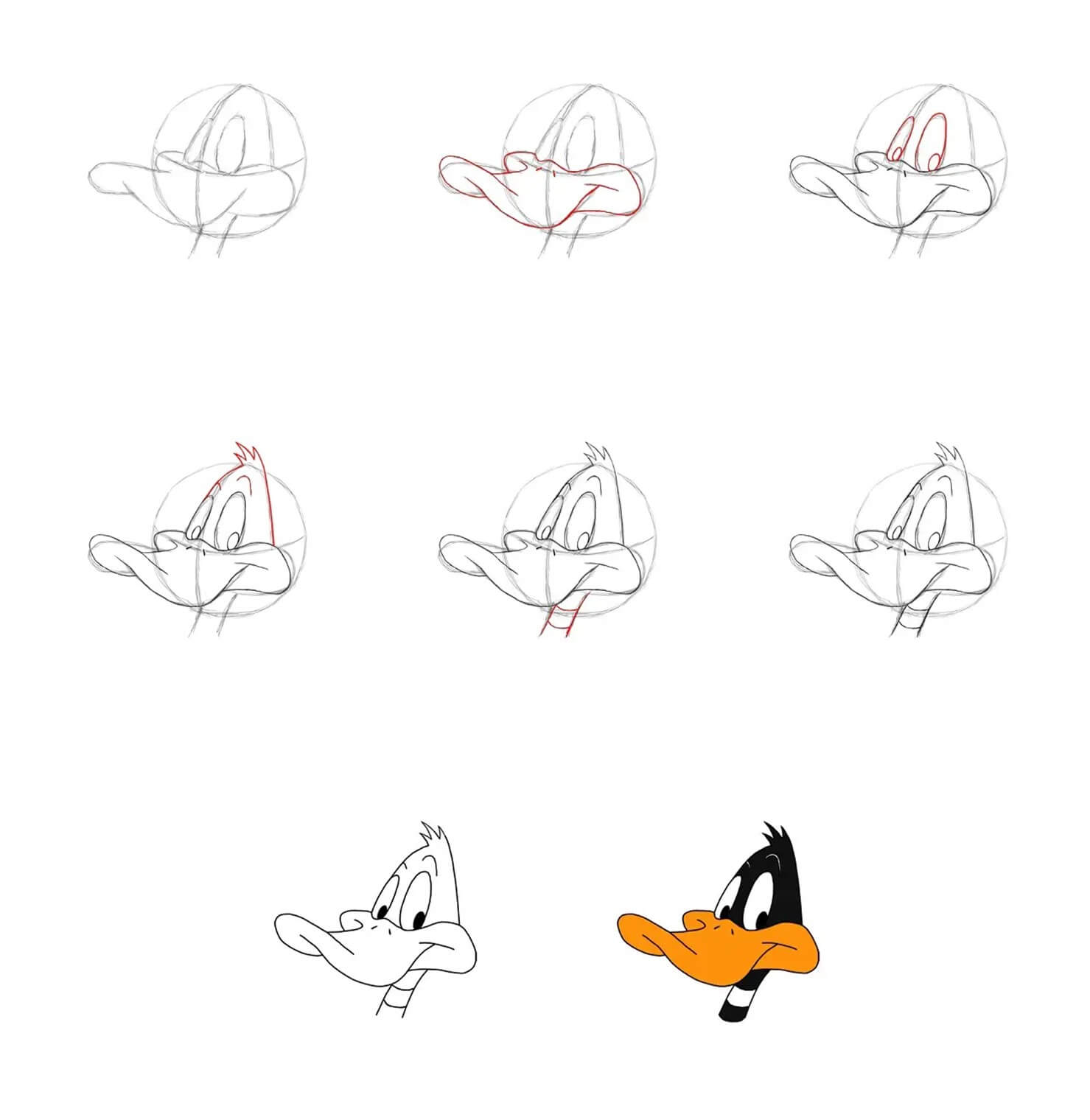 Daffy Duck head Drawing Ideas