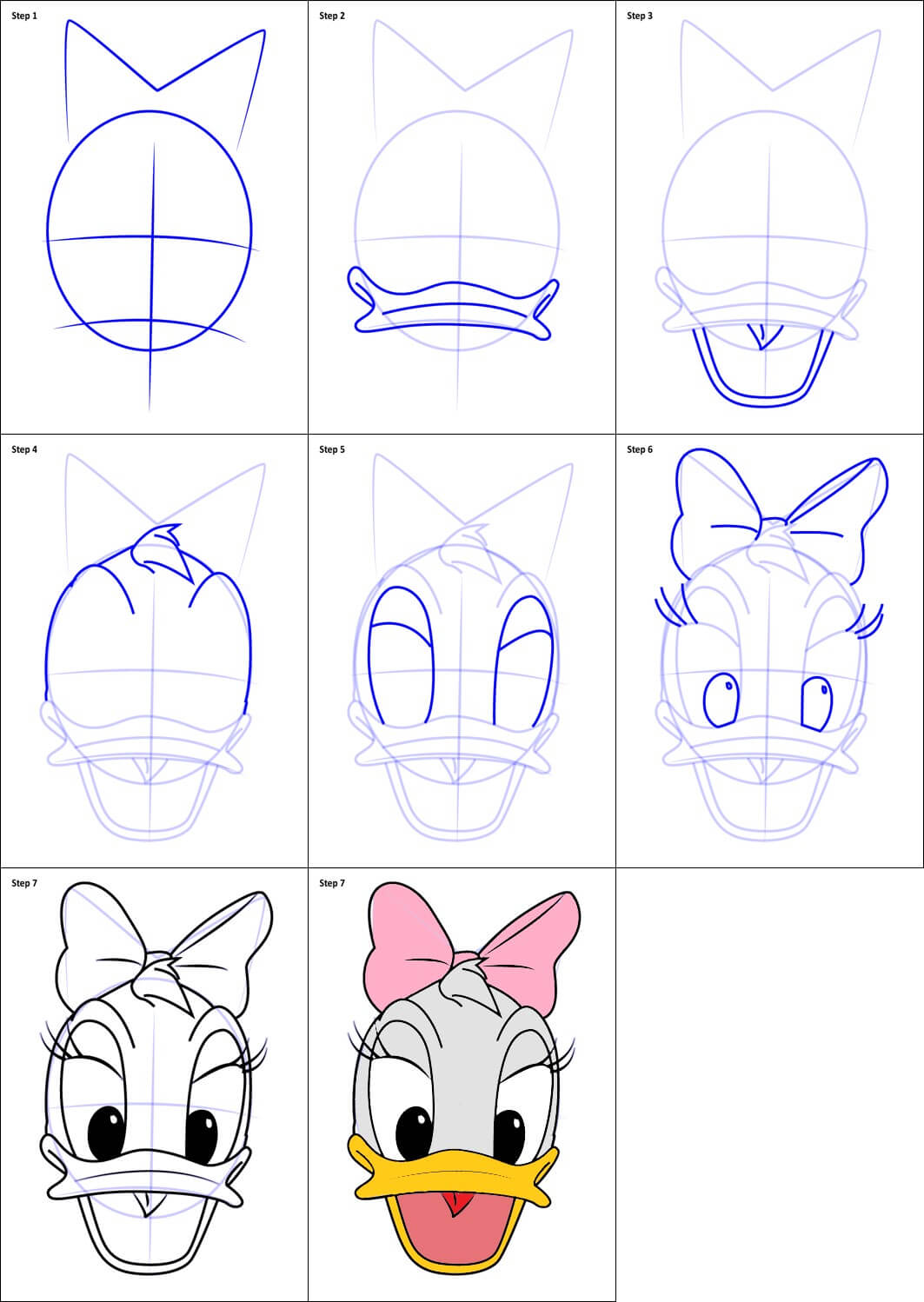 Daisy Duck face Drawing Ideas