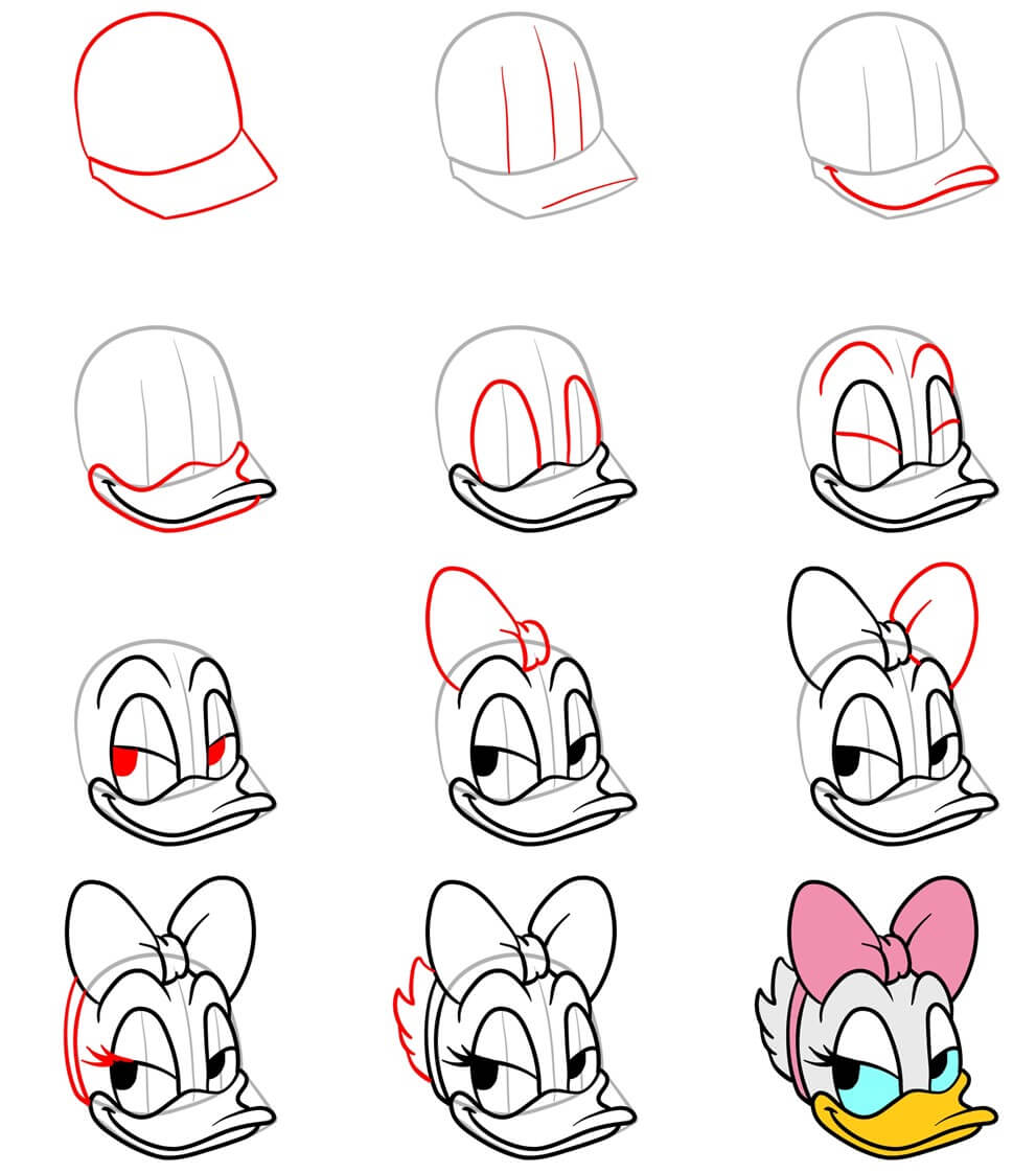 Daisy Duck head (1) Drawing Ideas